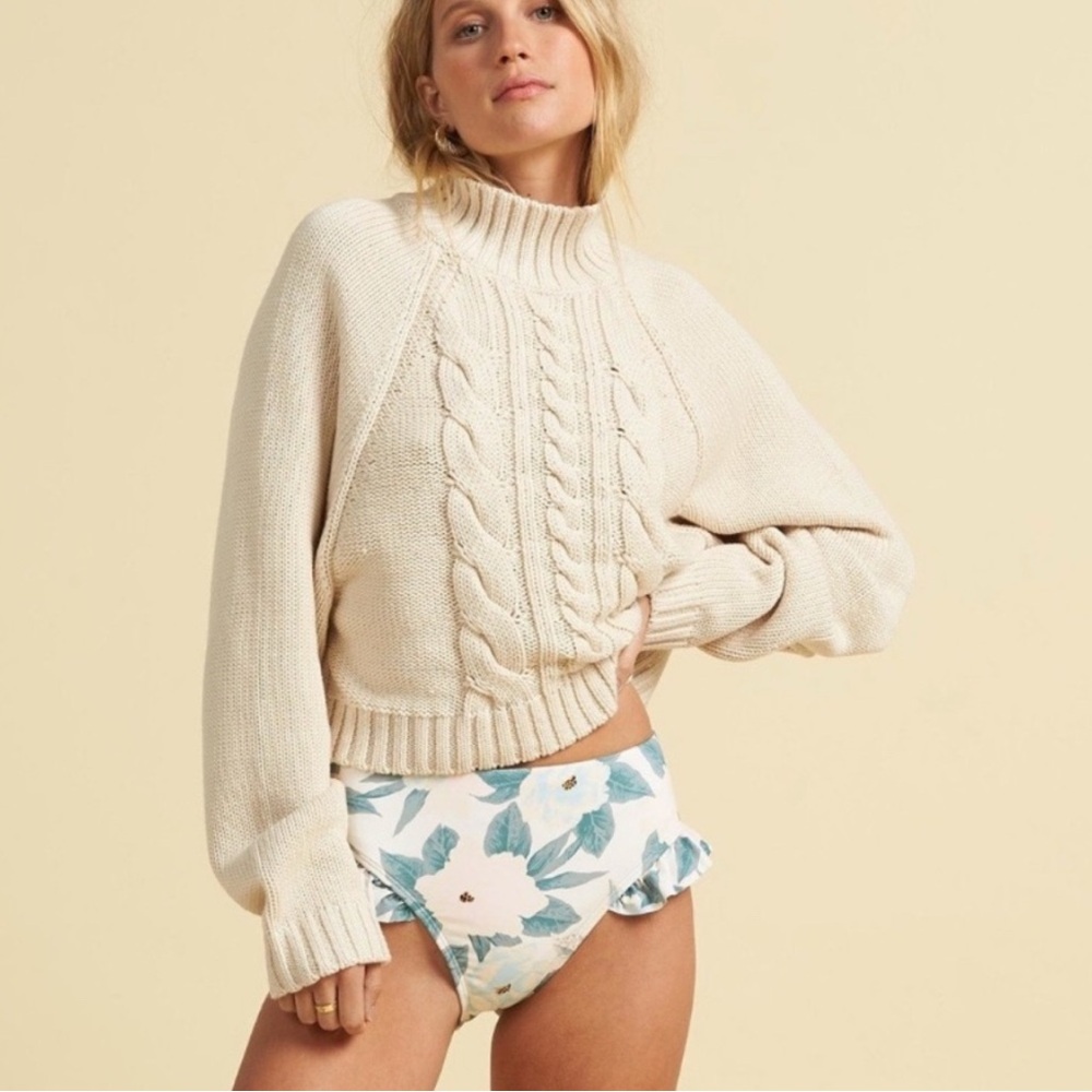 Billabong x The Salty Blonde Cream Cable Knit Turtleneck Sweater
